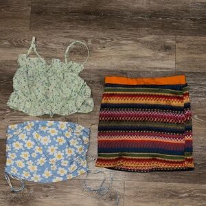 Floral Crop Tops and Festival Skirt